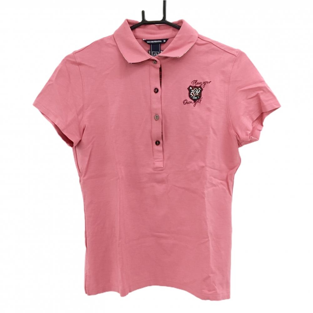 ゾーイ 半袖ポロシャツ ピンク ロゴ刺しゅう レディース 38(M) ゴルフウェア ZOY