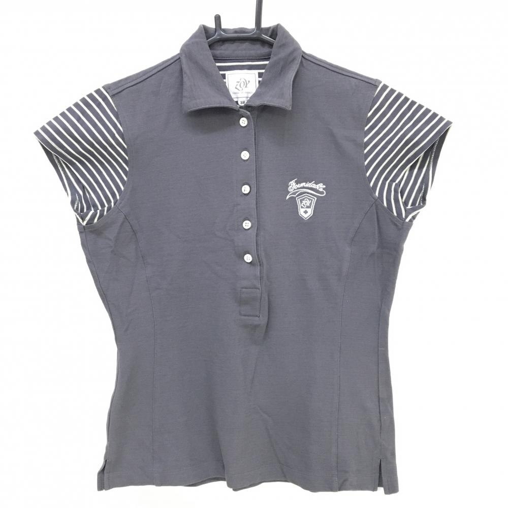 ゾーイ 半袖ポロシャツ ブラウン 袖ボーダー  レディース 38(M) ゴルフウェア ZOY