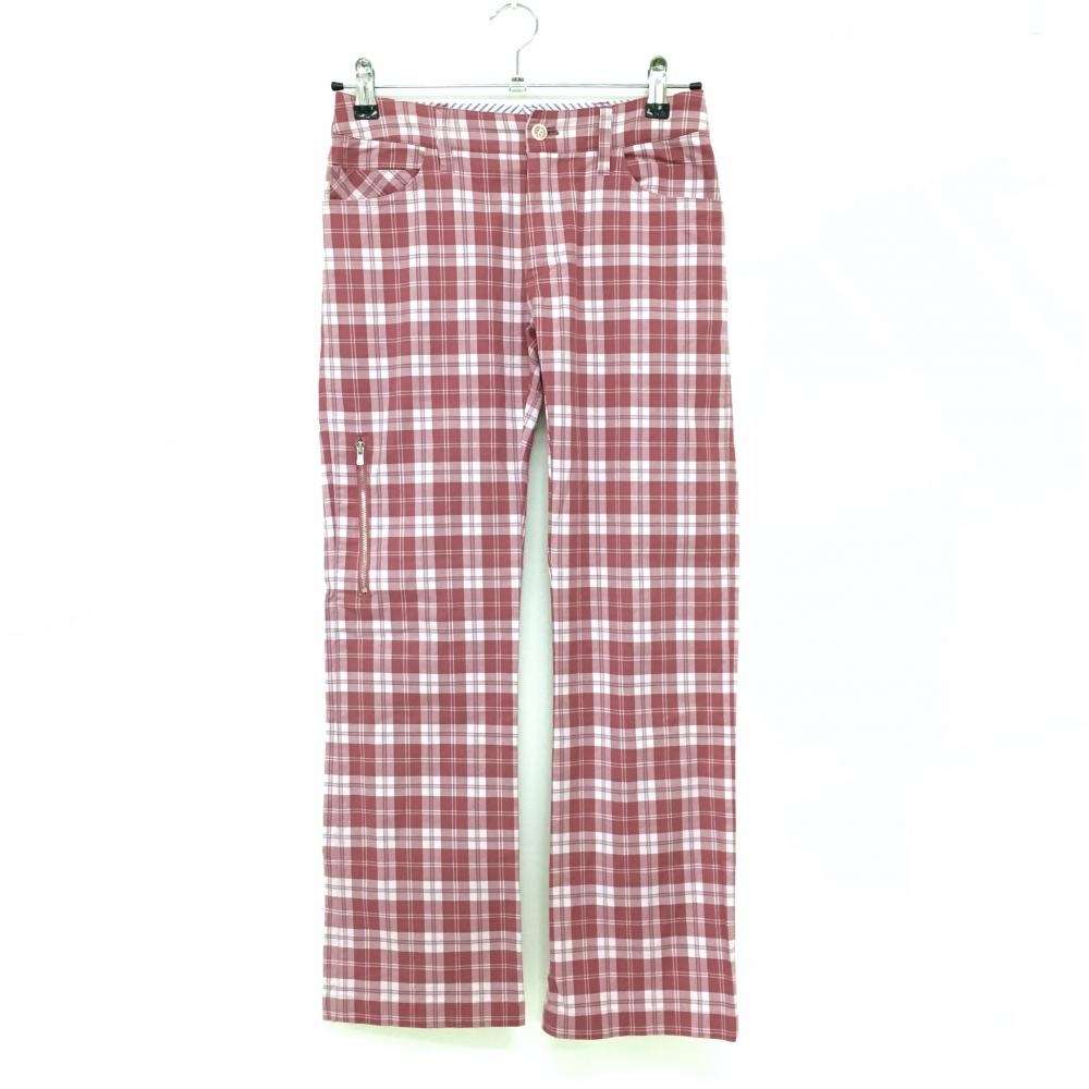 【超美品】ゾーイ パンツ スモーキーピンク系×オフホワイト系 チェック ストレッチ レディース 36(S) ゴルフウェア ZOY