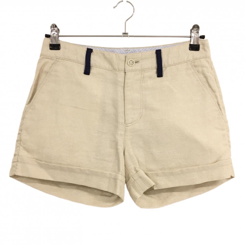 【美品】ゾーイ ショートパンツ ベージュ×ネイビー 後ろロゴ  レディース 38(M) ゴルフウェア ZOY