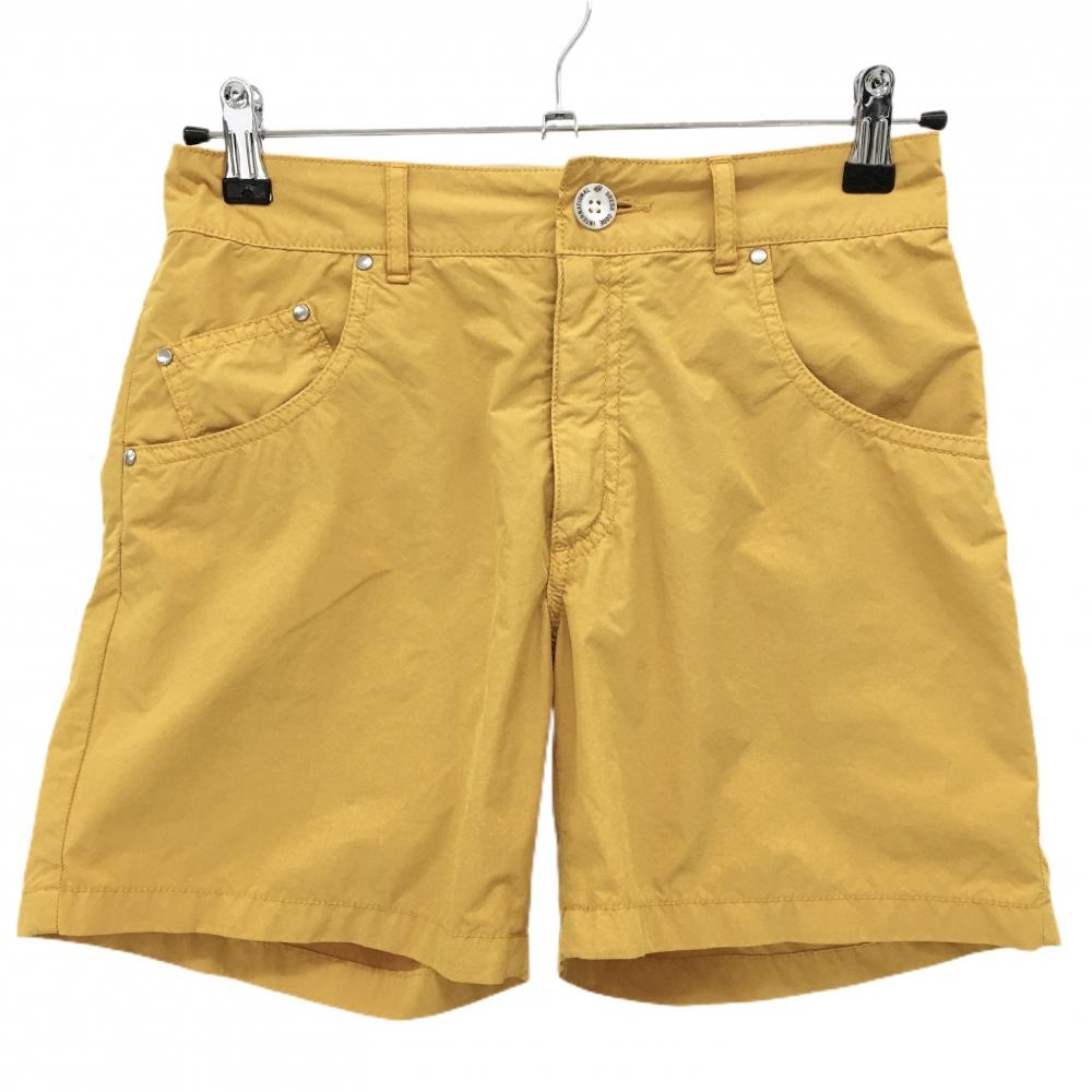 【美品】ゾーイ ショートパンツ イエローオレンジ ナイロン混 ロゴ刺しゅう レディース 36(S) ゴルフウェア ZOY