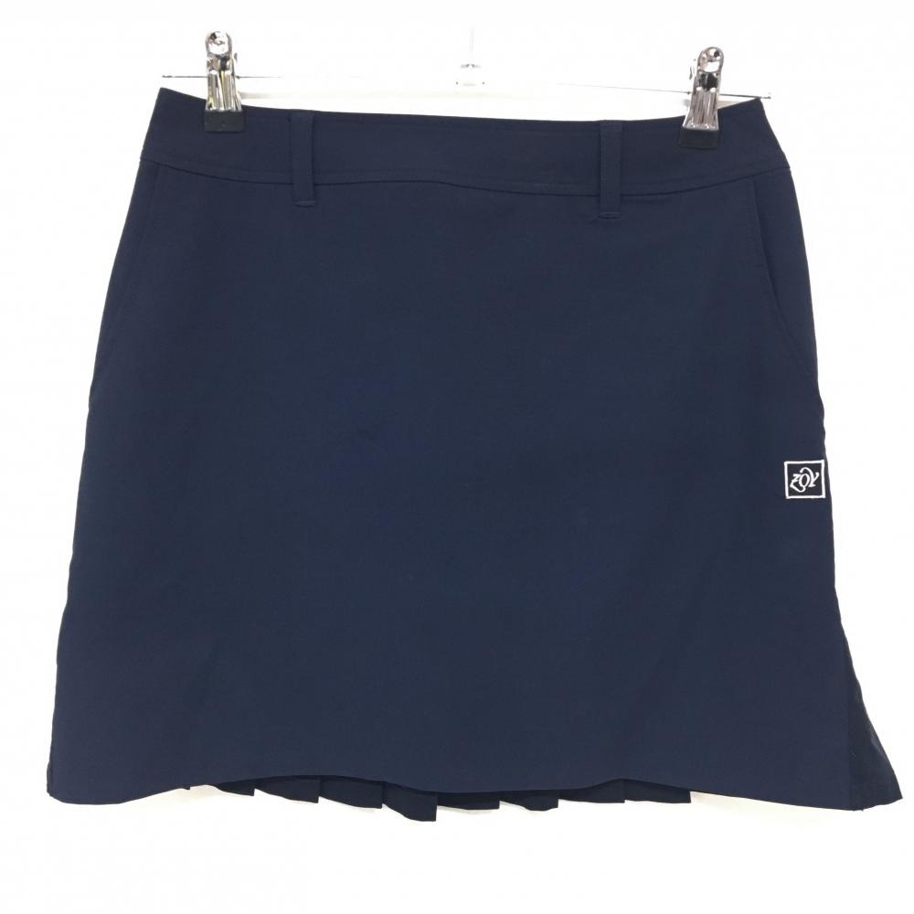 【美品】ゾーイ スカート ネイビー 後裾プリーツ ロゴプリント  レディース 36(S) ゴルフウェア ZOY