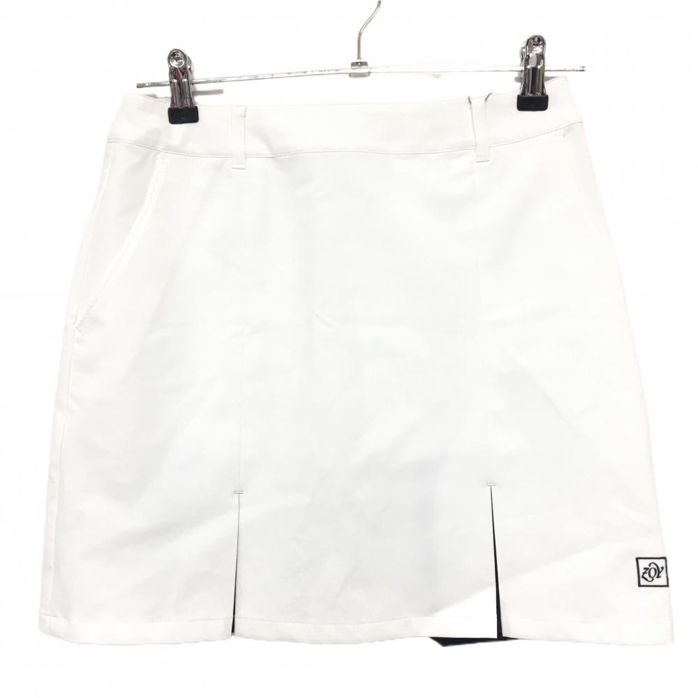 【新品】ゾーイ スカート 白×ネイビー ロゴ刺しゅう ボックスプリーツ レディース 36(S) ゴルフウェア ZOY