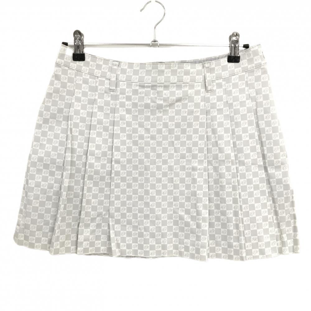 ゾーイ スカート グレー×白 ブロックチェック ロゴ 蓄熱裏地 レディース 40(L) ゴルフウェア ZOY