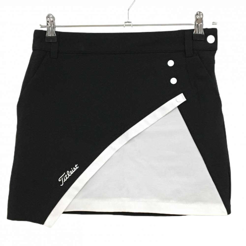 タイトリスト スカート 黒×白 ロゴプリント 内側インナーパンツ レディース S ゴルフウェア TITLEIST