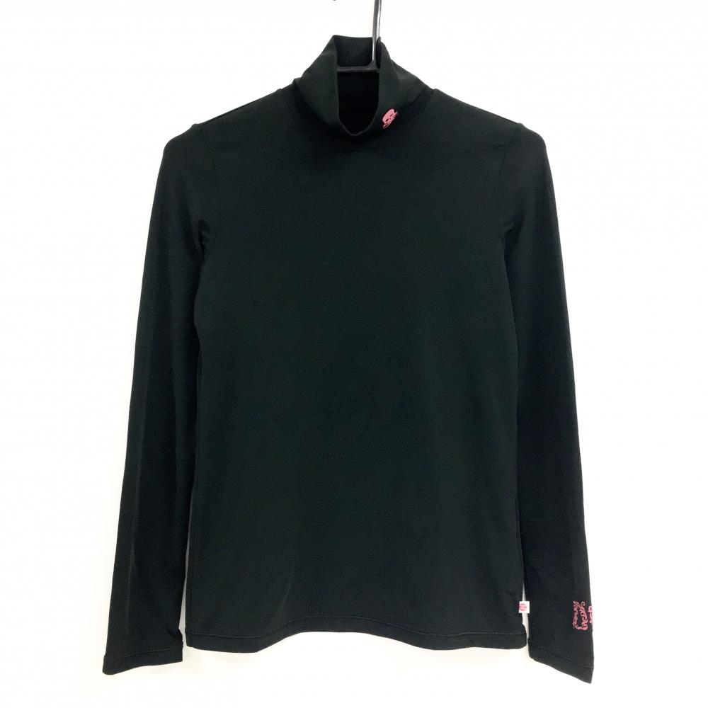 【超美品】ダンスウィズドラゴン ハイネックインナーシャツ 黒×ピンク  レディース 2(M) ゴルフウェア Dance With Dragon