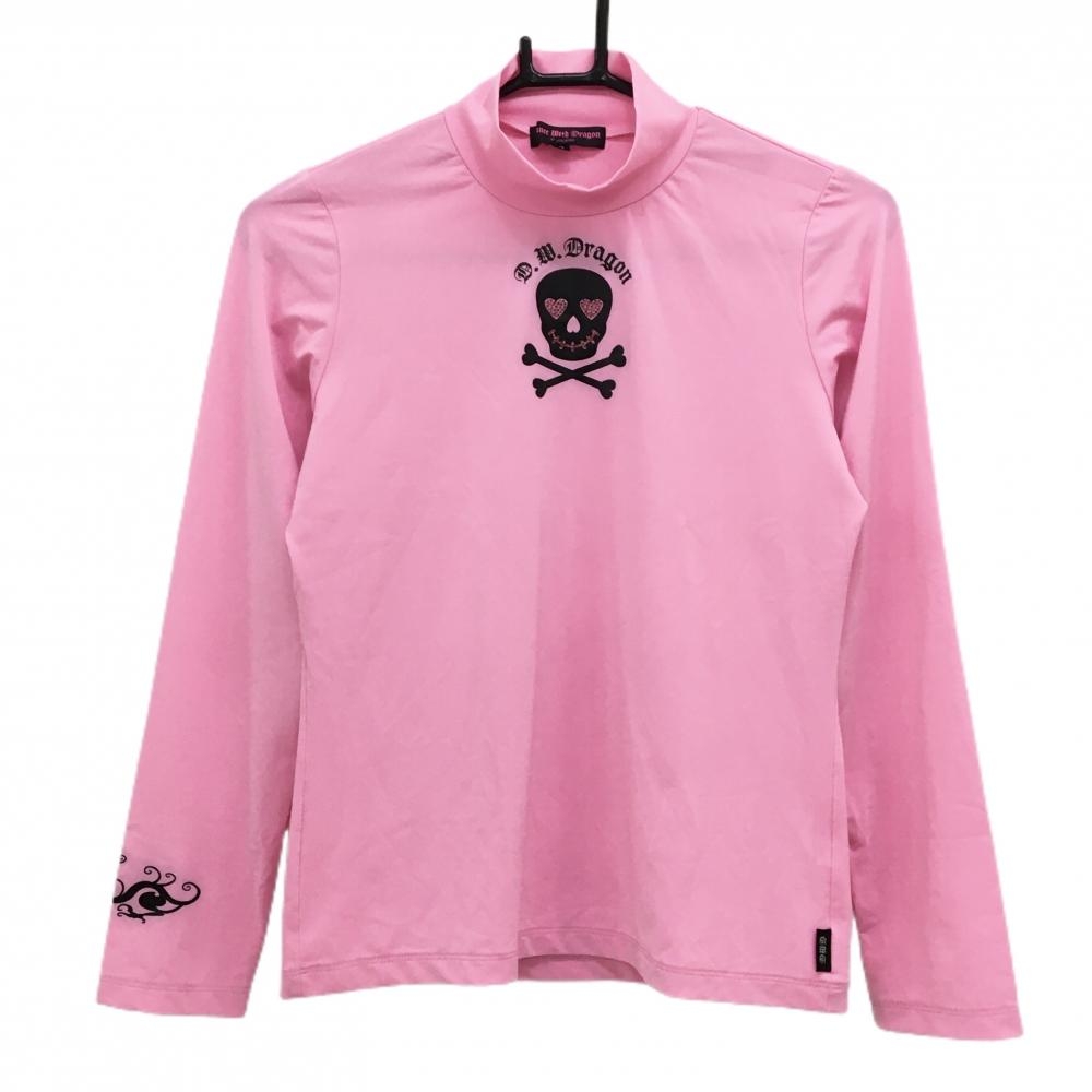 ダンスウィズドラゴン ハイネックインナーシャツ ピンク×黒 スカルプリント  レディース 2(M) ゴルフウェア Dance With Dragon