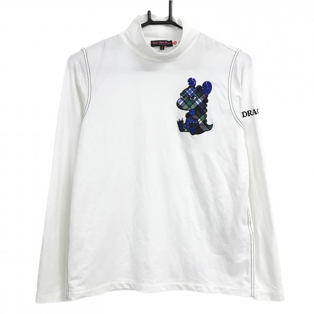 ダンスウィズドラゴン 長袖ハイネックシャツ 白 チビドラ レディース 3(L) ゴルフウェア Dance With Dragon