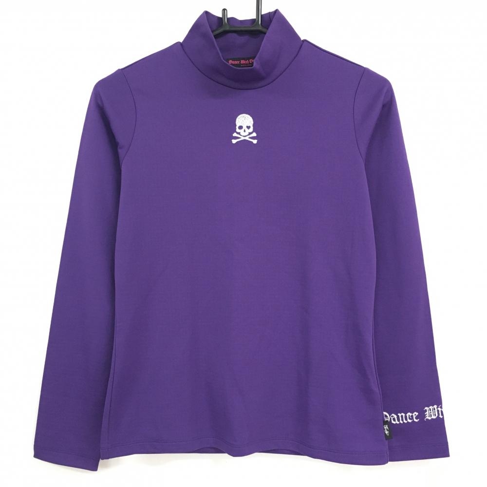 【超美品】ダンスウィズドラゴン 長袖ハイネックシャツ パープル シルバースカル レディース 2(M) ゴルフウェア Dance With Dragon