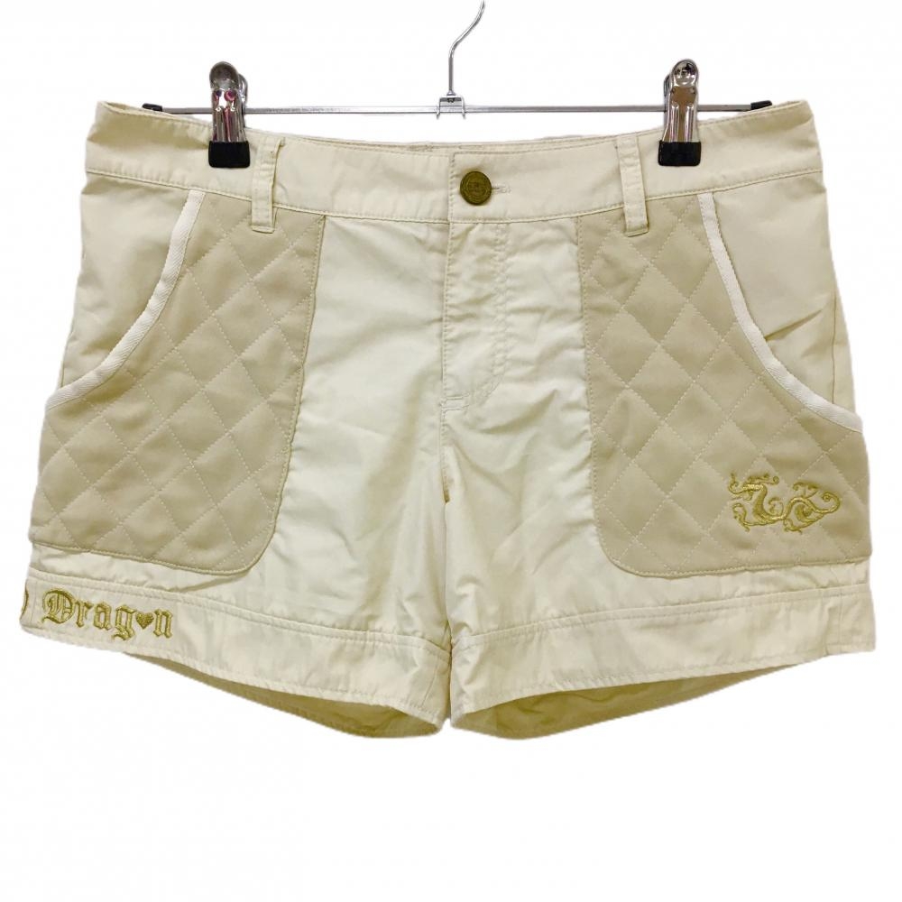 【美品】ダンスウィズドラゴン ショートパンツ ライトベージュ ポケットキルティング  レディース 3(L) ゴルフウェア Dance With Dragon