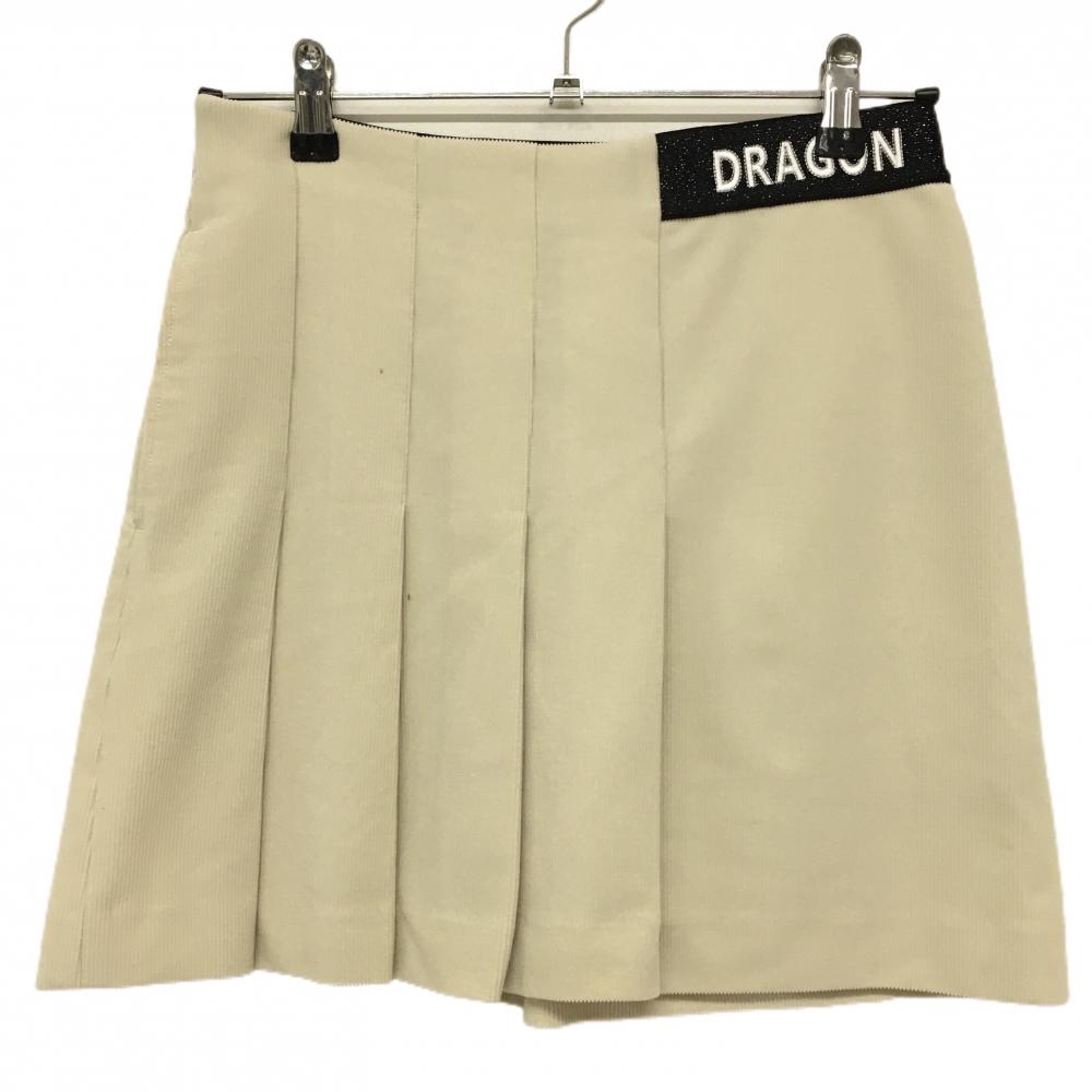 ダンスウィズドラゴン ストレッチスカート ベージュ×黒 ウエストラメゴム 一部プリーツ レディース 2 ゴルフウェア Dance With Dragon