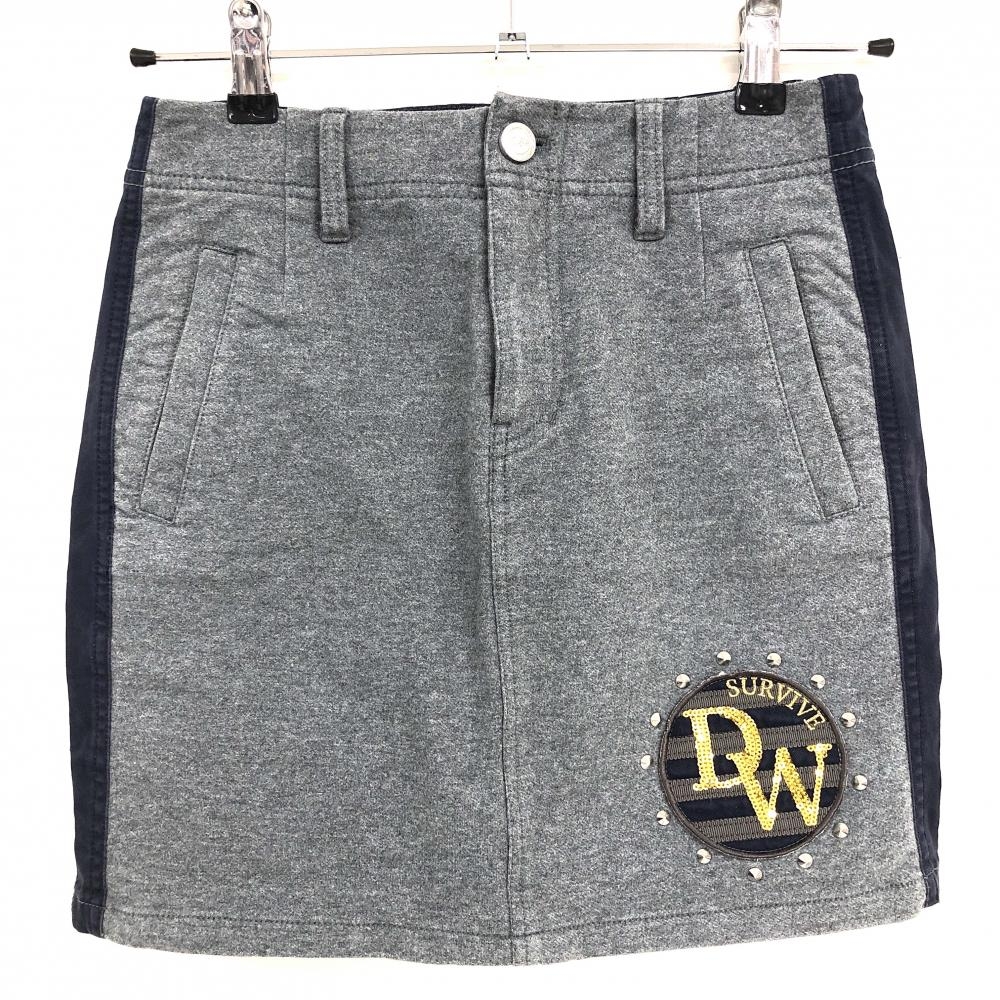 ダンスウィズドラゴン スカート グレー×ネイビー スタッズ スパンコール  レディース 1(S) ゴルフウェア Dance With Dragon