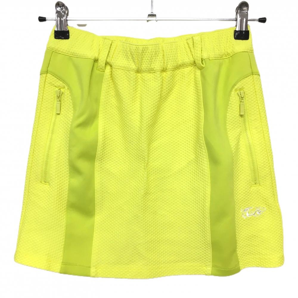 【超美品】ダンスウィズドラゴン ストレッチスカート イエロー 織生地 ウエストゴム レディース 1(S) ゴルフウェア Dance With Dragon