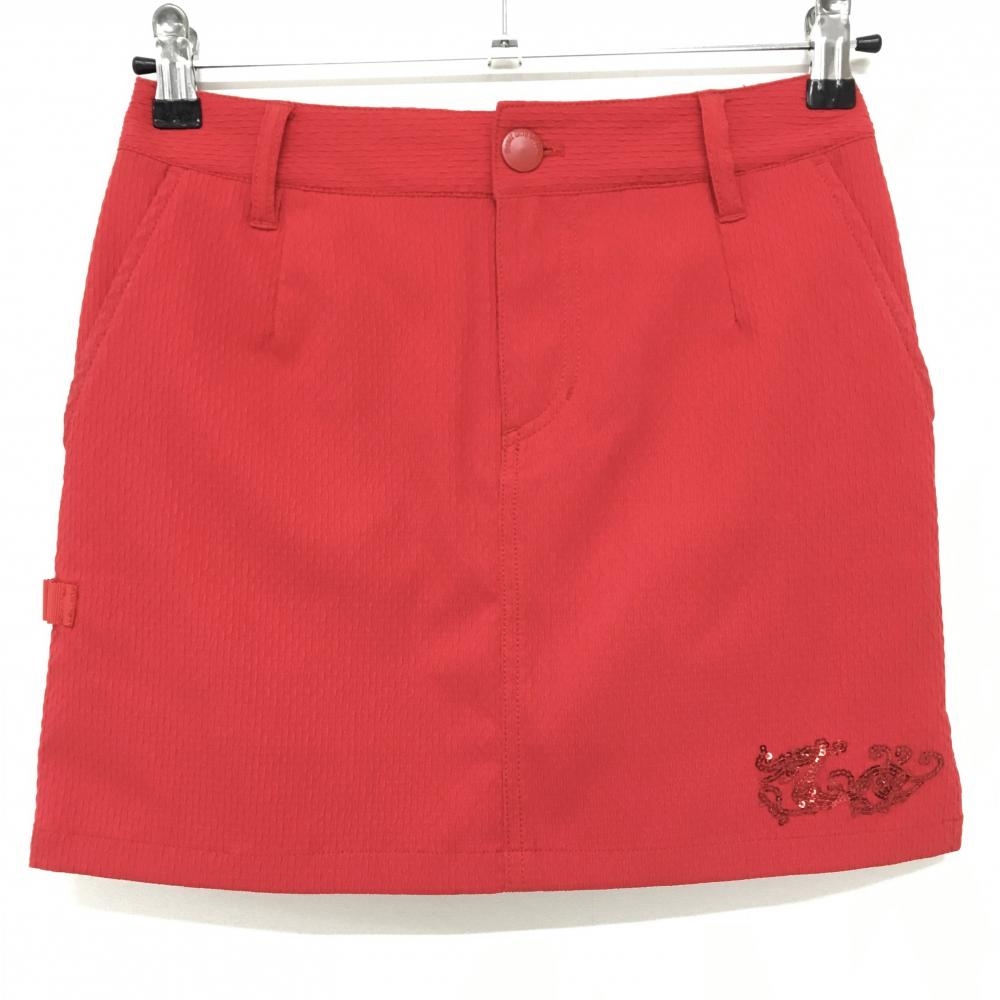 【美品】ダンスウィズドラゴン スカート レッド 織生地 内側インナーパンツ レディース 1(S) ゴルフウェア Dance With Dragon
