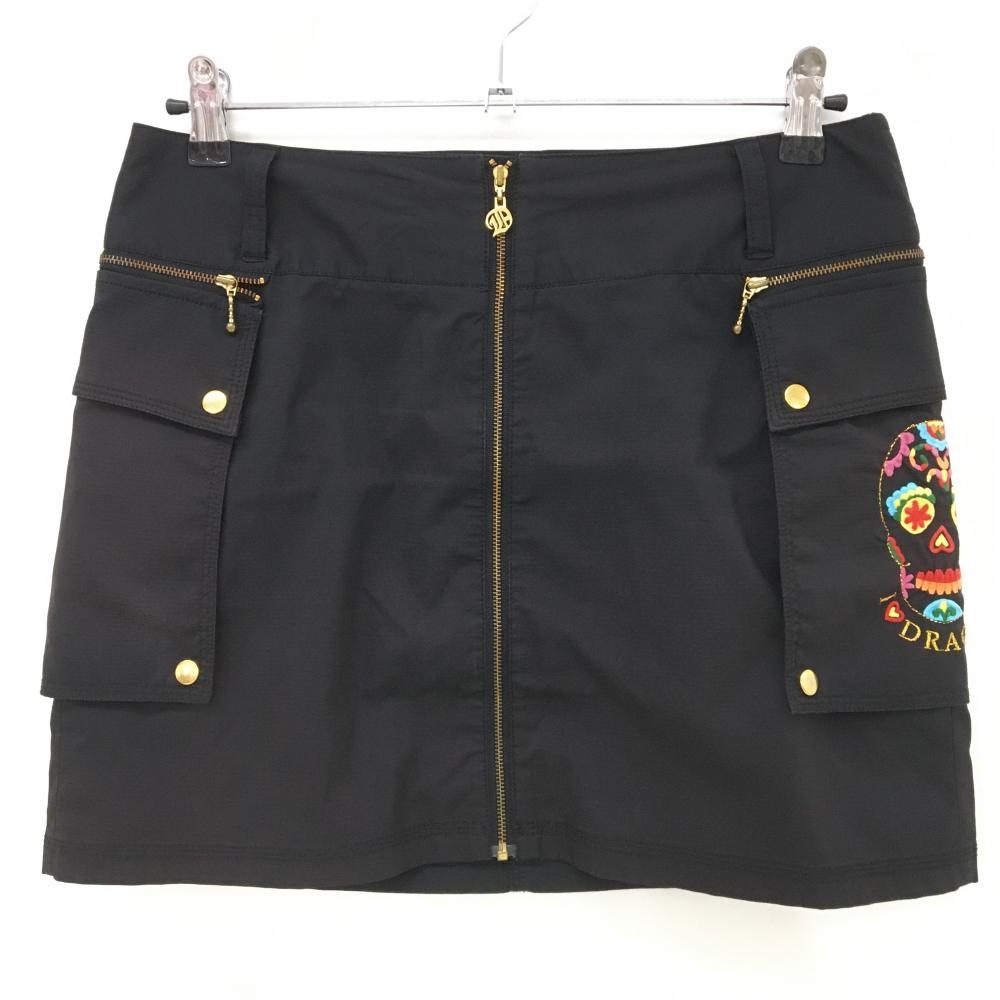 ダンスウィズドラゴン スカート 黒 スカル サイドポケット着脱可  レディース 4(LL) ゴルフウェア Dance With Dragon