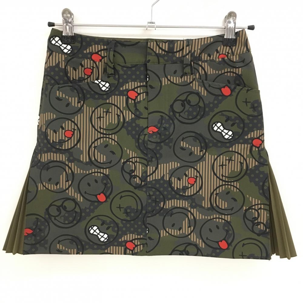 【超美品】ダンスウィズドラゴン スカート カーキ×ベージュ カモフラ調柄 迷彩  レディース 1(S) ゴルフウェア Dance With Dragon
