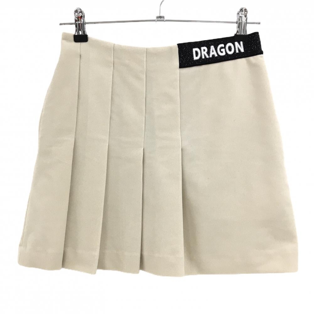 【超美品】ダンスウィズドラゴン スカート ライトベージュ×黒 一部プリーツ  レディース 2(M) ゴルフウェア Dance With Dragon