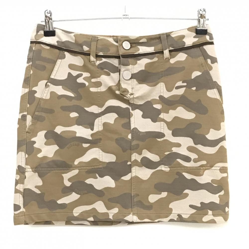 ダンスウィズドラゴン リバーシブルスカート ブラウン×ライトベージュ カモフラ 裏無地  レディース 2(M) ゴルフウェア Dance With Dragon
