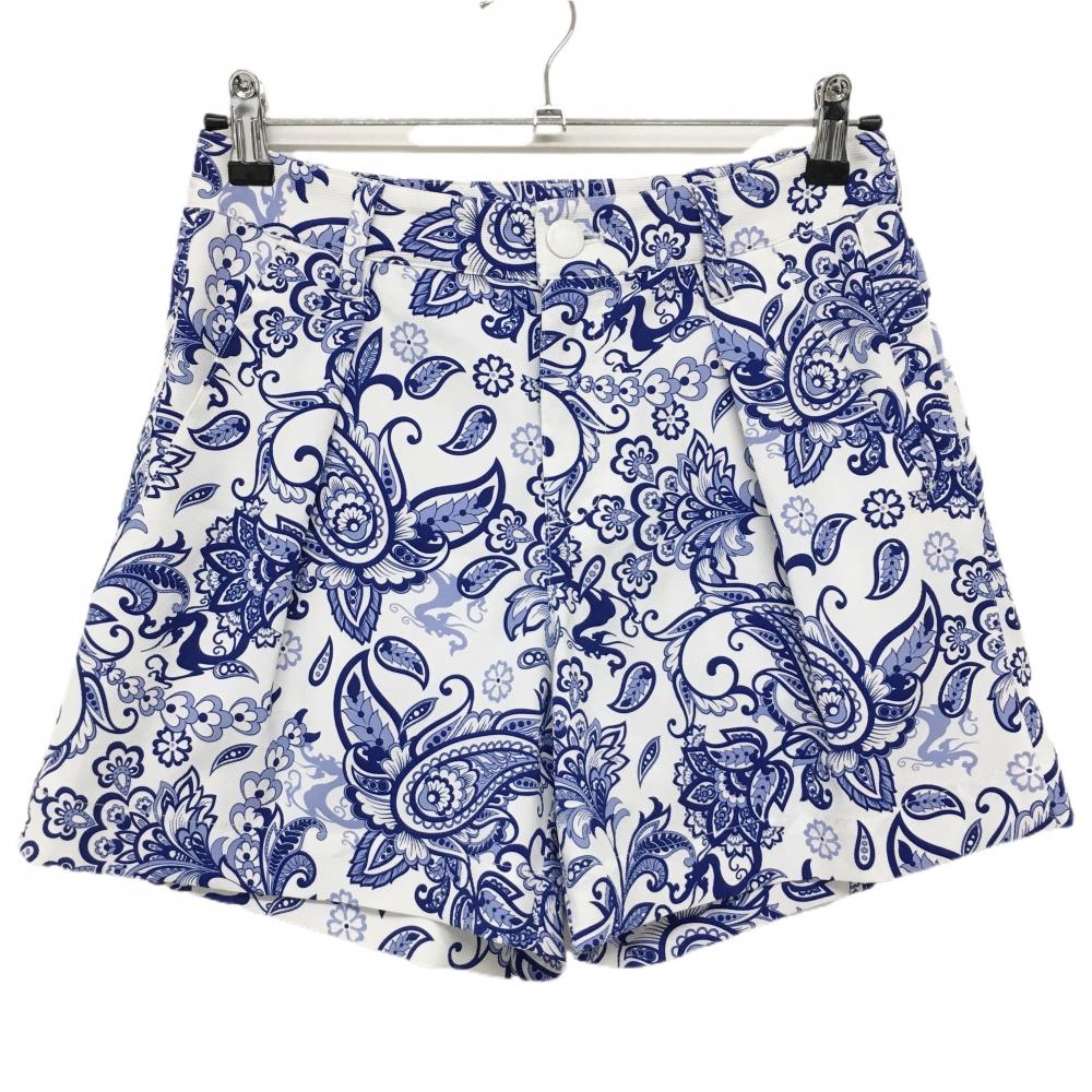 【超美品】ダンスウィズドラゴン キュロットスカート ブルー×白 ペイズリー レディース 2(M) ゴルフウェア Dance With Dragon