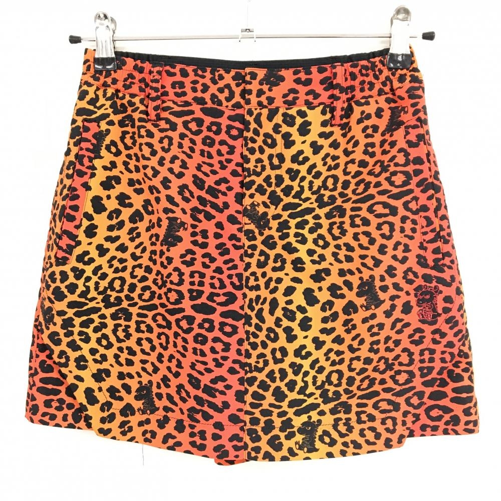 【超美品】ダンスウィズドラゴン キュロットスカート オレンジ×黒 総柄 チビドラ レディース 1(S) ゴルフウェア Dance With Dragon
