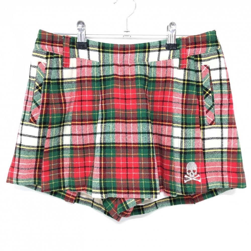 【超美品】ダンスウィズドラゴン キュロットスカート ベージュ系×レッド×グリーン  レディース 2(M) ゴルフウェア Dance With Dragon