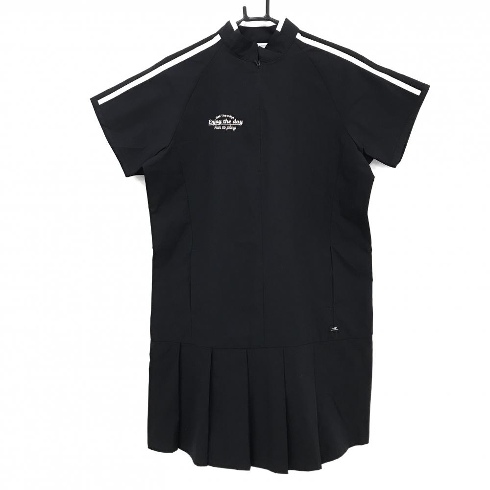 【新品】ティゴラ 半袖ハイネックワンピース 黒×白 肩ライン レディース XL ゴルフウェア TIGORA