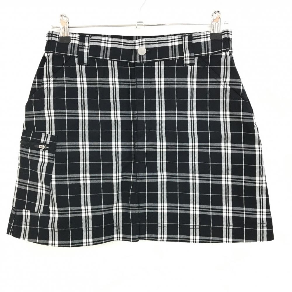 【超美品】ティゴラ スカート 黒×白 チェック柄 バックロゴ レディース 11 ゴルフウェア TIGORA