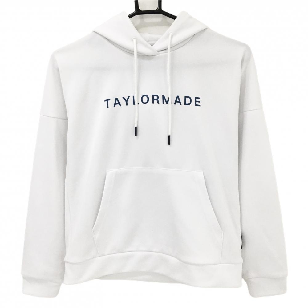 【美品】テーラーメイド パーカー 白 スウェット生地 フロントロゴ レディース S ゴルフウェア TaylorMade