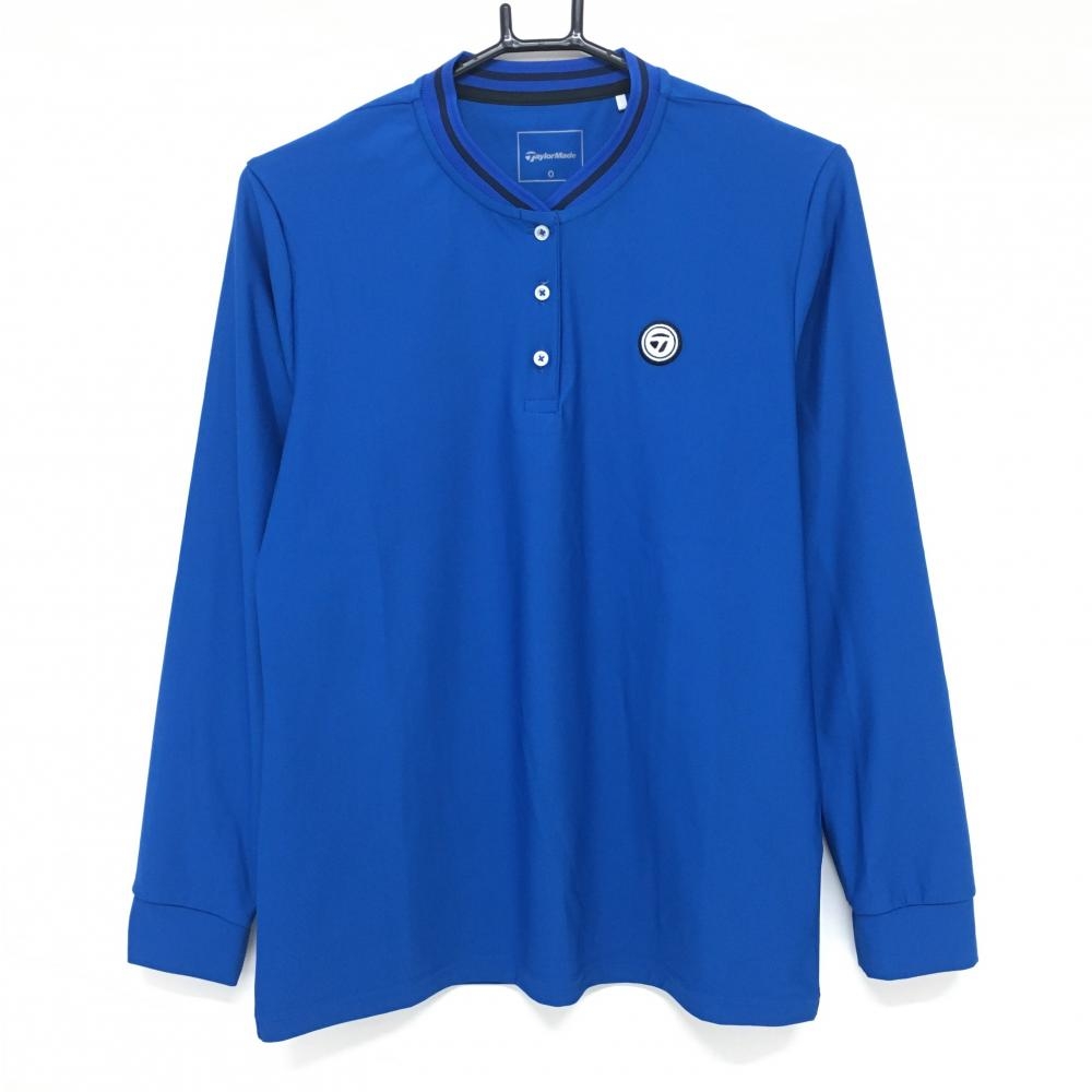 【超美品】テーラーメイド 長袖ポロシャツ ブルー ネックライン  レディース O ゴルフウェア 2022年モデル TaylorMade