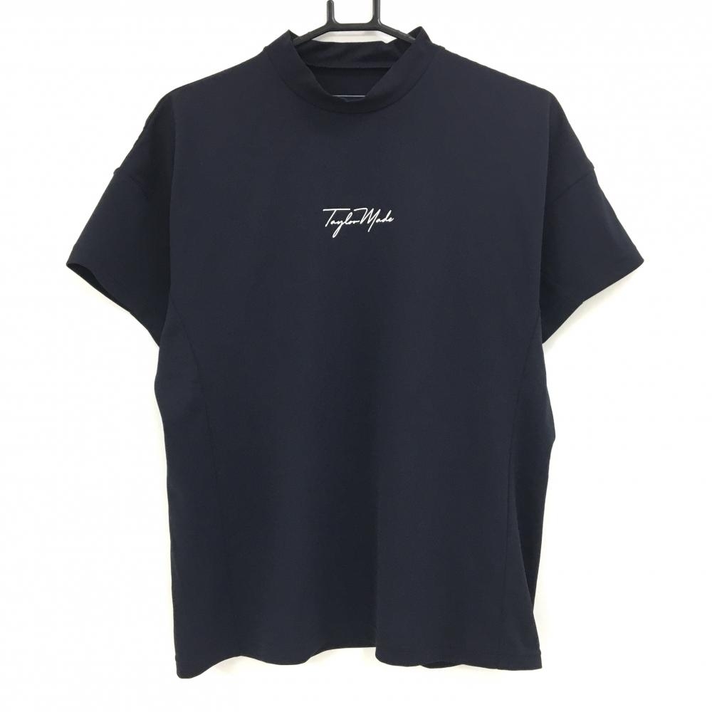 【超美品】テーラーメイド Tシャツ 黒 胸元ロゴプリント モックネック レディース M ゴルフウェア TaylorMade