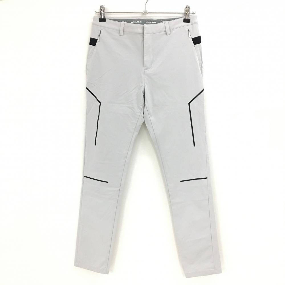 【超美品】テーラーメイド パンツ ライトグレー×黒 ストレッチ ナイロン混 レディース M ゴルフウェア TaylorMade