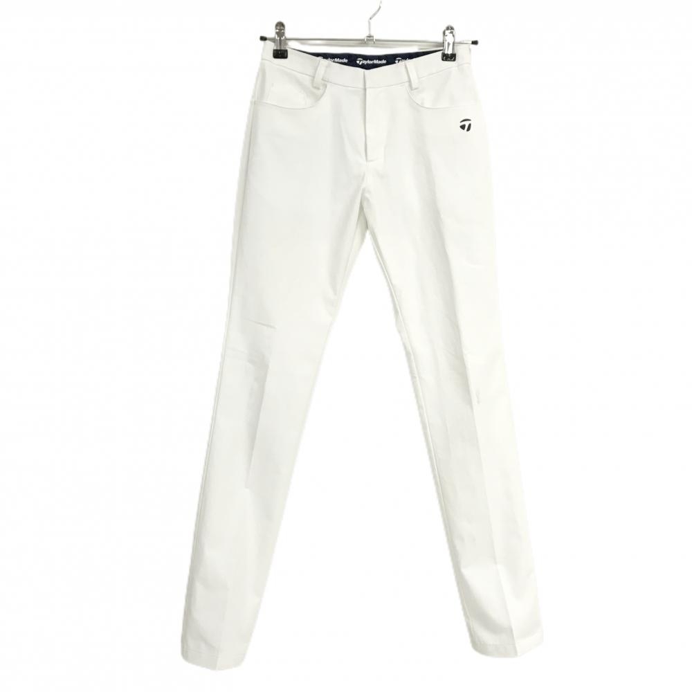 テーラーメイド パンツ 白×ネイビー ポケット下ロゴ ストレッチ レディース XS ゴルフウェア TaylorMade