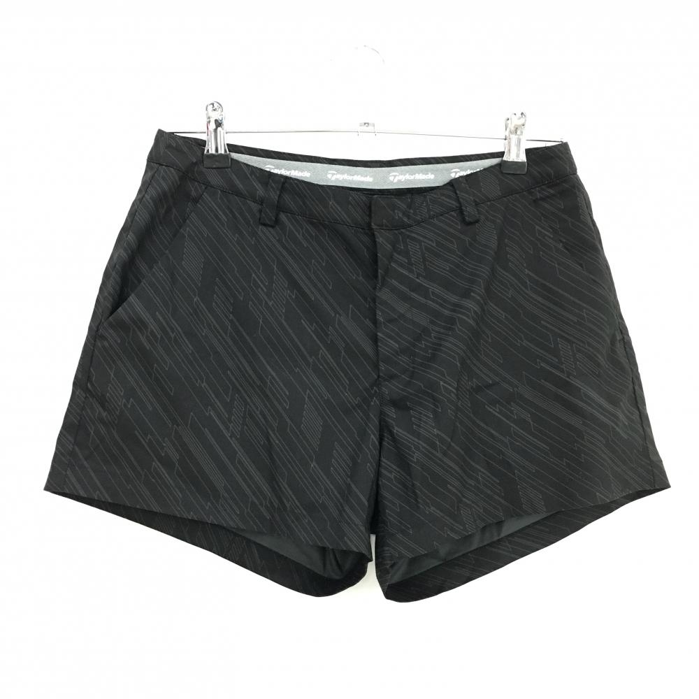 【超美品】テーラーメイド ショートパンツ 黒×白 総柄 バックロゴ レディース M ゴルフウェア TaylorMade