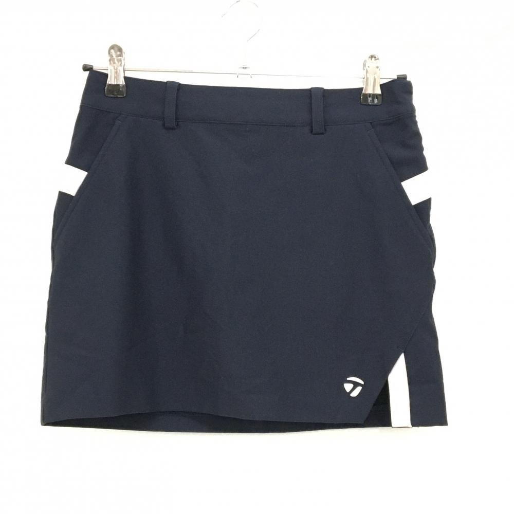 【美品】テーラーメイド スカート ネイビー×白 裾ロゴ 内側インナーパンツ バックロゴ レディース XS ゴルフウェア TaylorMade