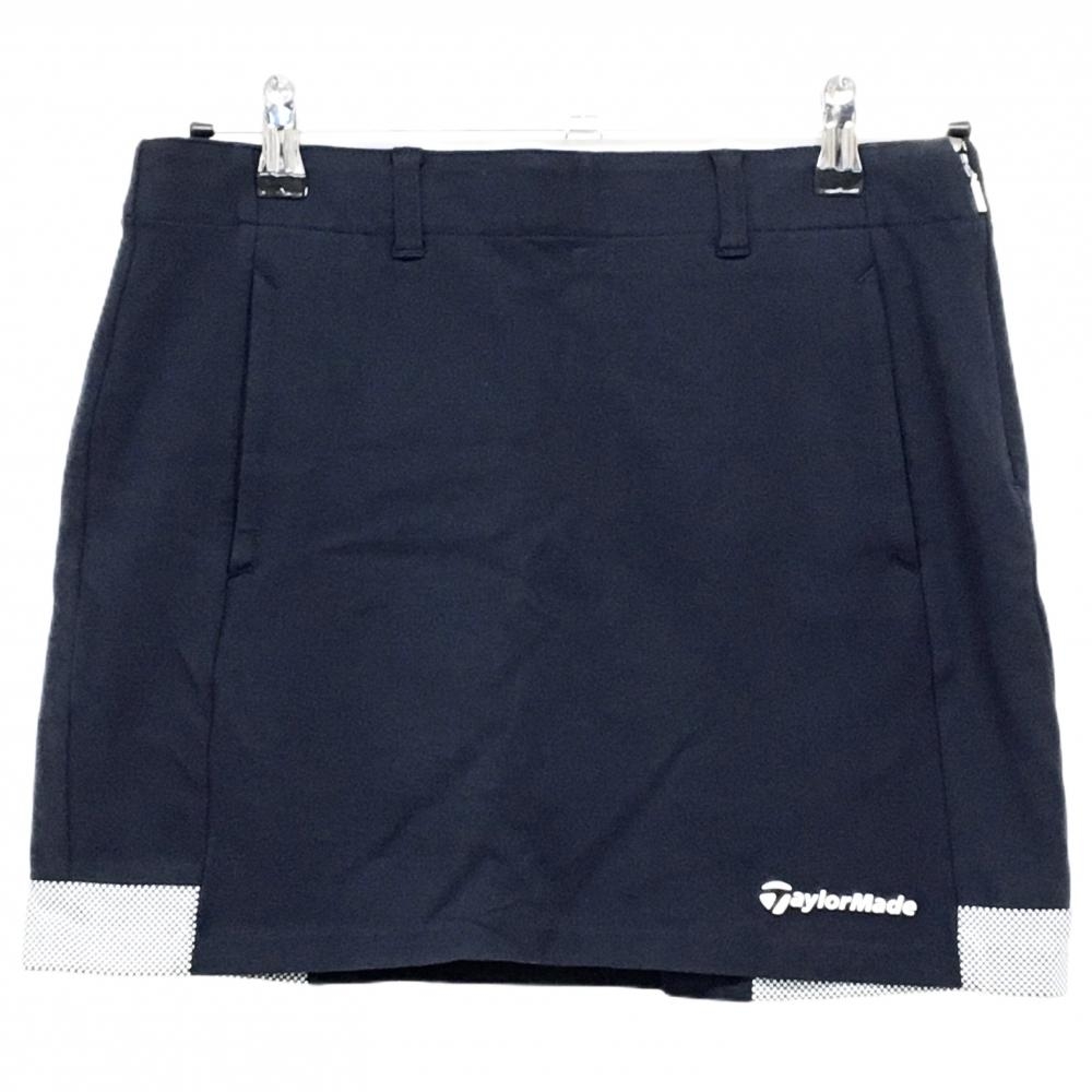 【美品】テーラーメイド スカート ネイビー×白 内側インナーパンツ 裾一部ピンドット レディース S ゴルフウェア TaylorMade