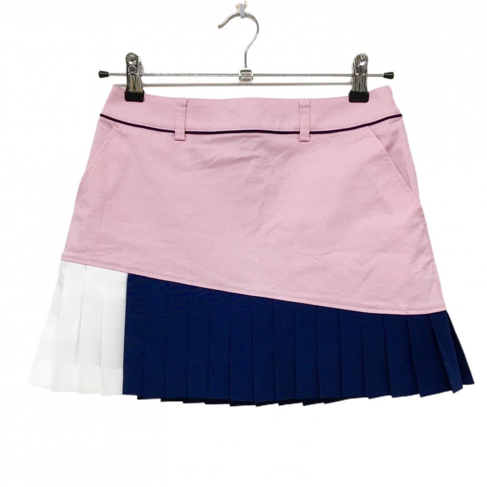 【美品】テーラーメイド スカート ピンク×ネイビー 裾プリーツ レディース XS ゴルフウェア TaylorMade