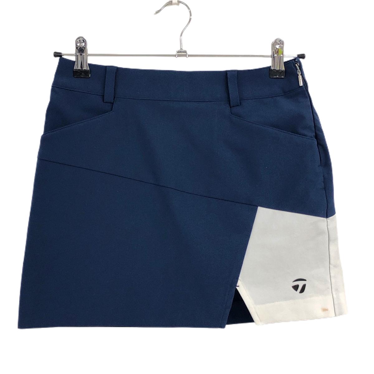 【美品】テーラーメイド スカート ネイビー×白 裾ロゴ 内側インナーパンツ ストレッチ レディース XS ゴルフウェア TaylorMade