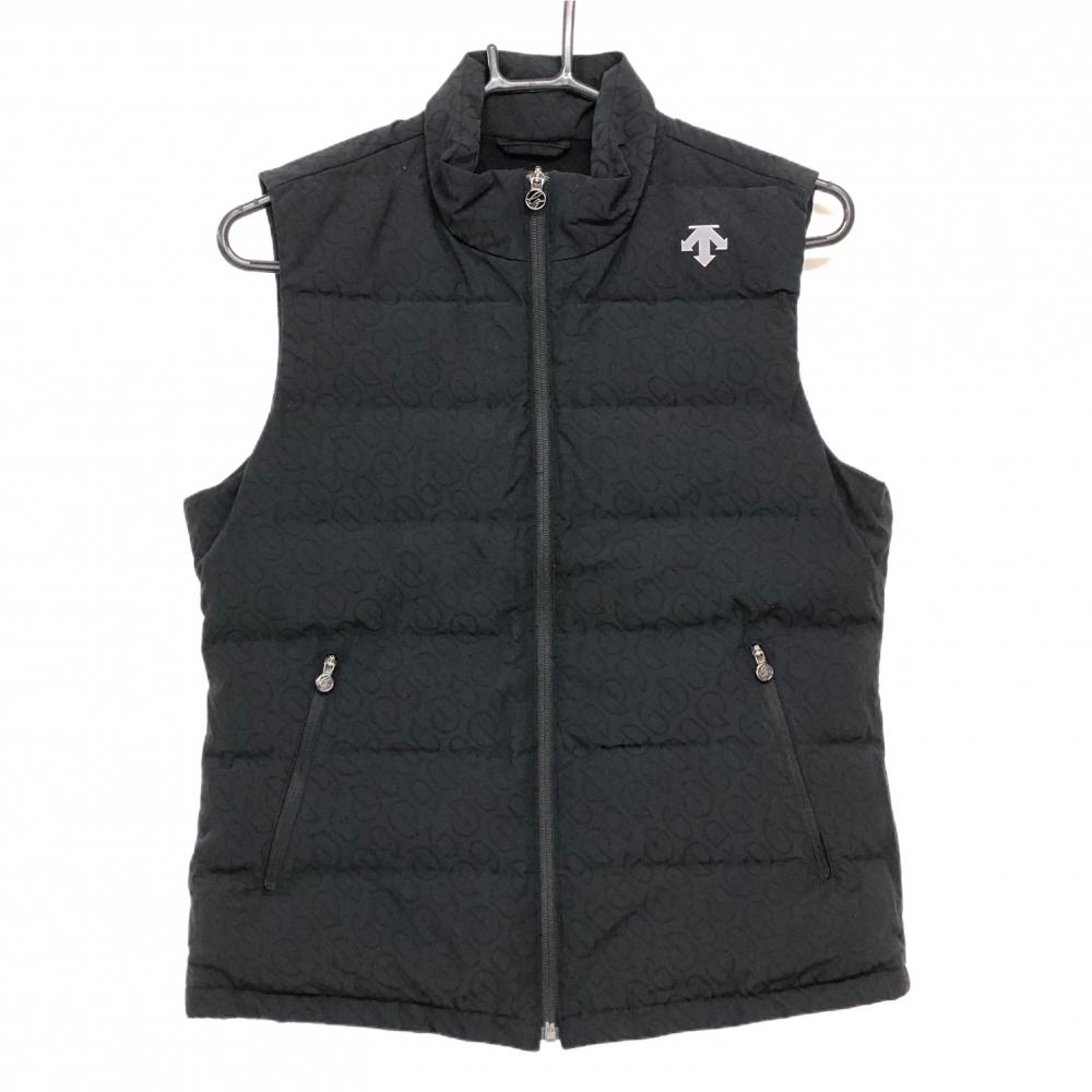 【美品】デサントゴルフ ダウンベスト 黒 総柄地模様 中田英寿  レディース L ゴルフウェア 2024年モデル DESCENTE