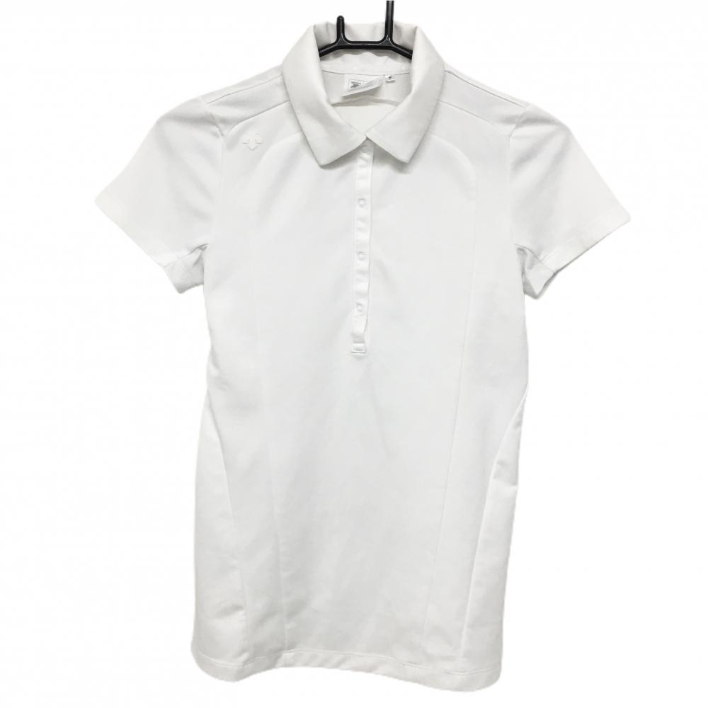 デサントゴルフ 半袖ポロシャツ 白 肩ロゴ スナップボタン 中田英寿  レディース M ゴルフウェア DESCENTE