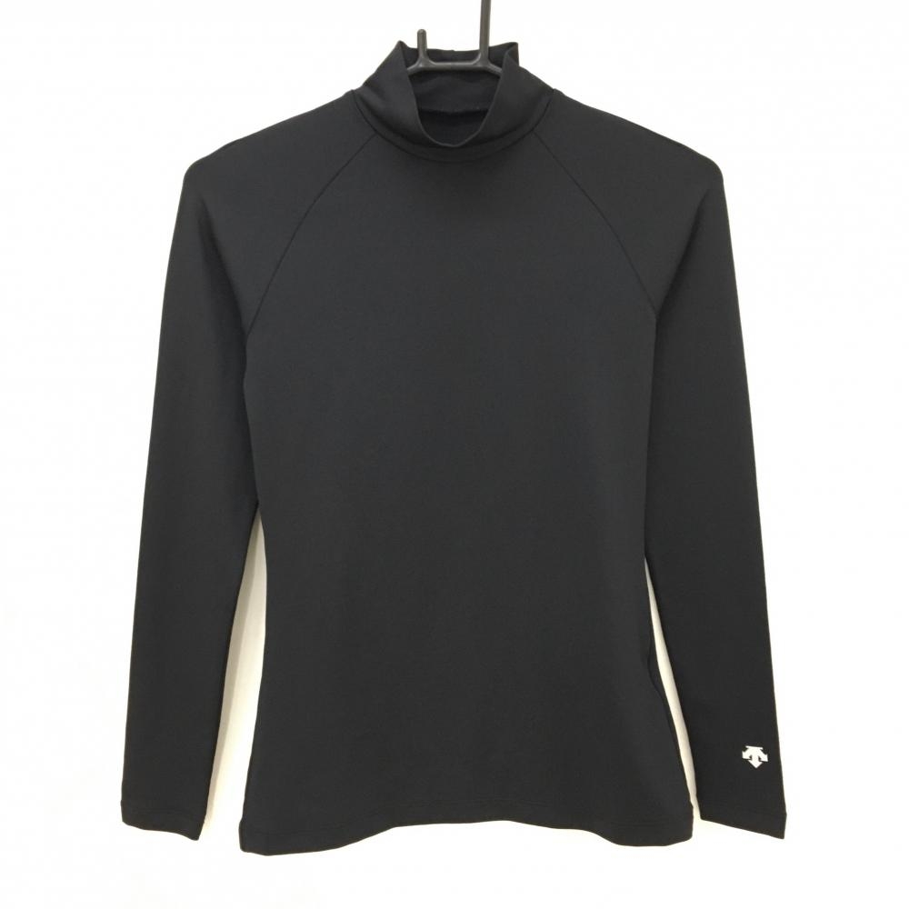 【超美品】デサントゴルフ ハイネックインナーシャツ 黒 袖ロゴ ストレッチ 中田英寿  レディース S ゴルフウェア DESCENTE
