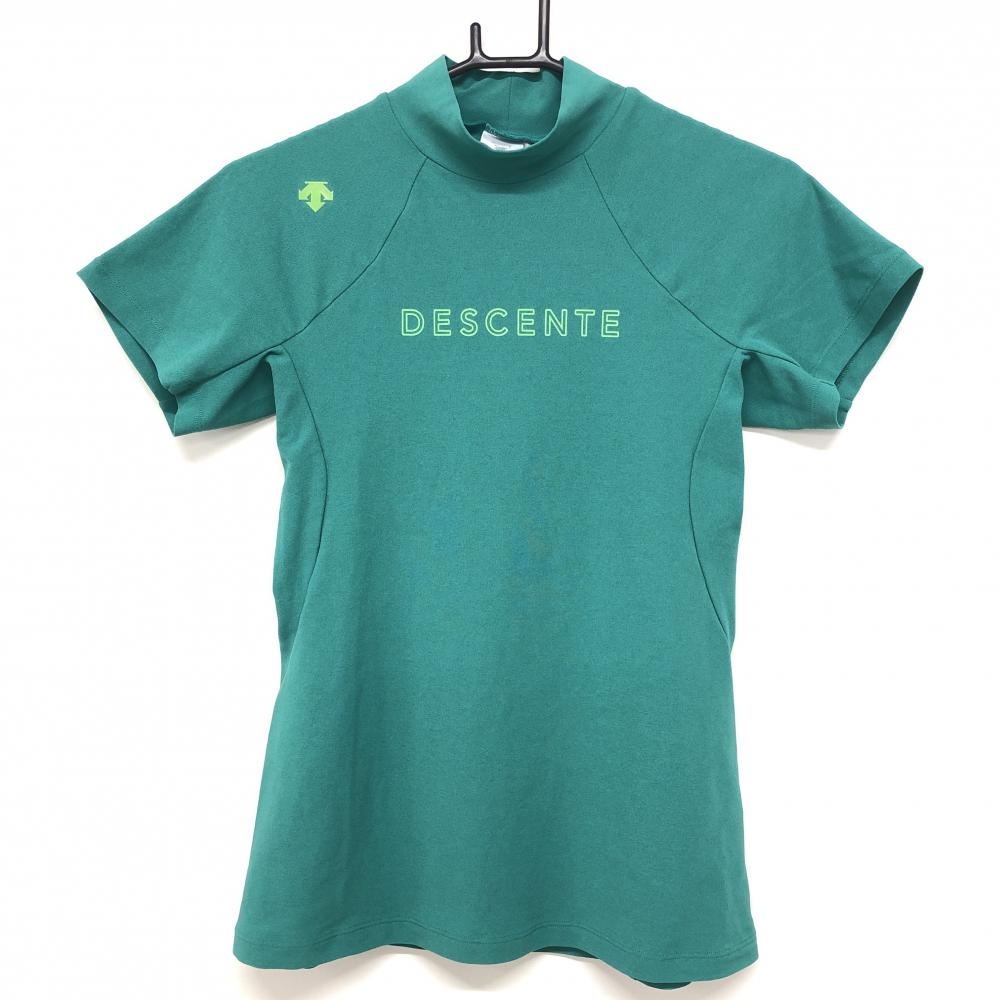【超美品】デサントゴルフ 半袖ハイネックシャツ グリーン ロゴプリント 中田英寿 レディース L ゴルフウェア DESCENTE