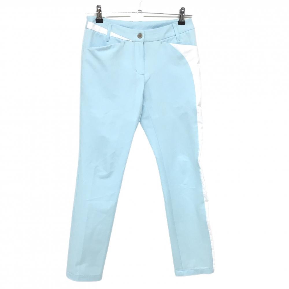 デサントゴルフ パンツ ライトブルー×白 バックロゴ 中田英寿  レディース 61/S ゴルフウェア DESCENTE