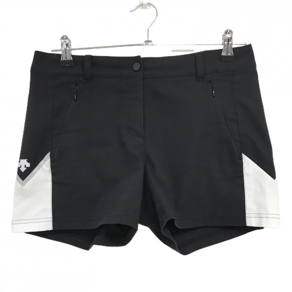 デサントゴルフ ショートパンツ 黒×白 サイドロゴ 中田英寿 レディース L ゴルフウェア DESCENTE