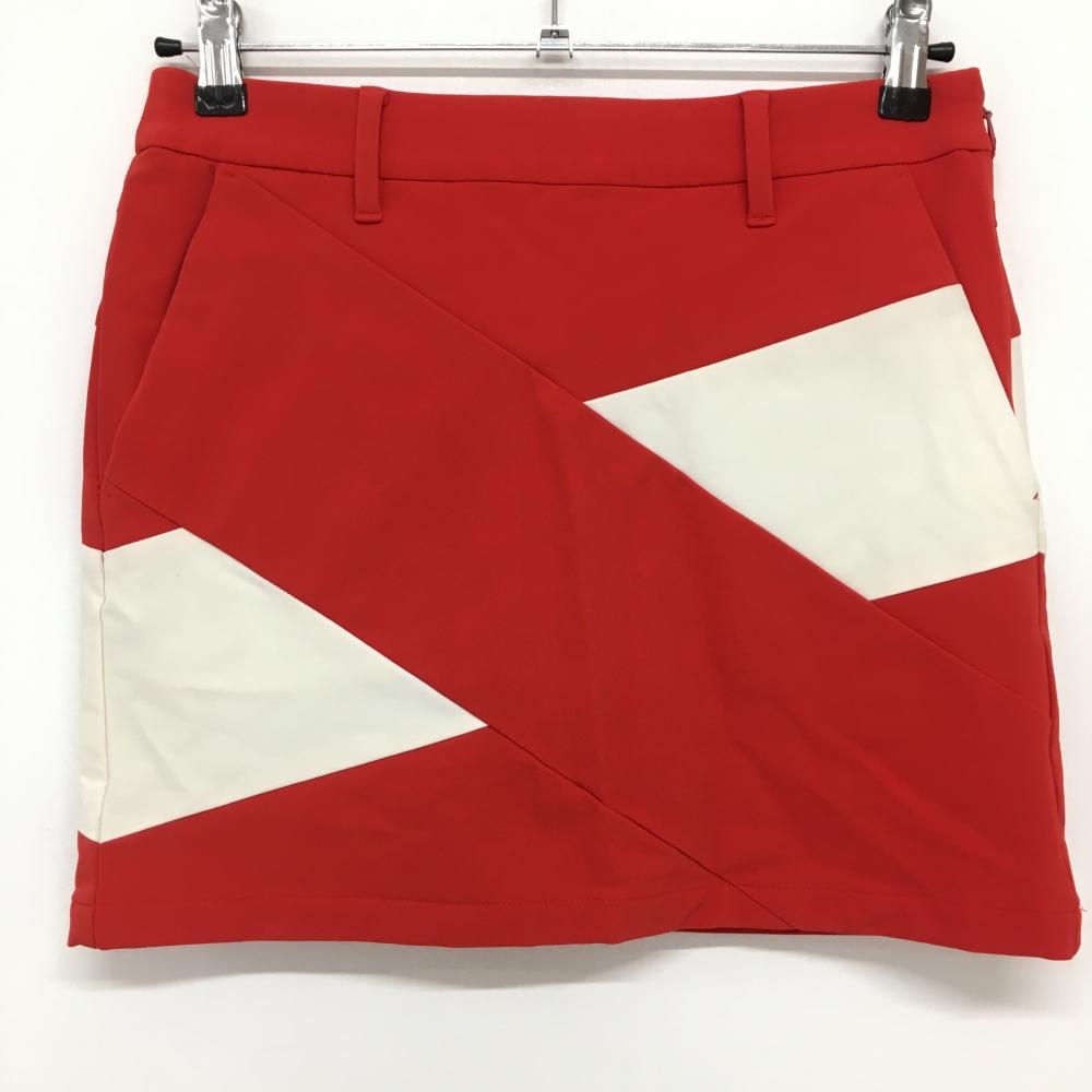 デサントゴルフ ストレッチスカート レッド×アイボリー 内側インナーパンツ バックロゴ 中田英寿  レディース 64/M ゴルフウェア DESCENTE
