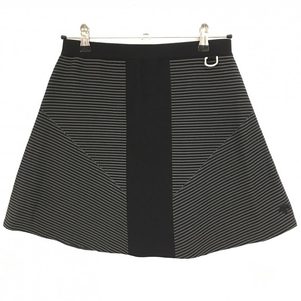 【美品】デサントゴルフ ニットスカート 黒×グレー ボーダー 中田英寿 レディース M ゴルフウェア DESCENTE