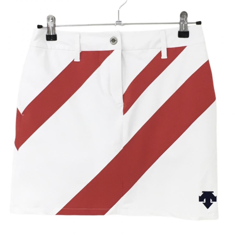 【超美品】デサントゴルフ スカート 白×レッド 中田英寿 内側インナーパンツ レディース 64/M(M) ゴルフウェア DESCENTE