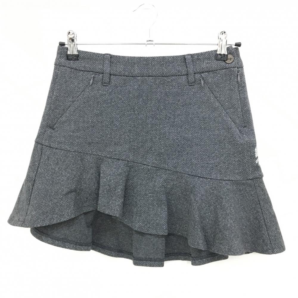 【超美品】デサントゴルフ ニットスカート グレー ヘリンボーン織生地 ウール混 中田英寿 レディース SS ゴルフウェア DESCENTE
