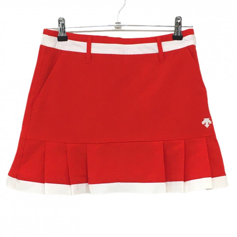 【超美品】デサントゴルフ スカート レッド×白 裾プリーツ 万美collection 中田英寿 レディース 61/S ゴルフウェア DESCENTE