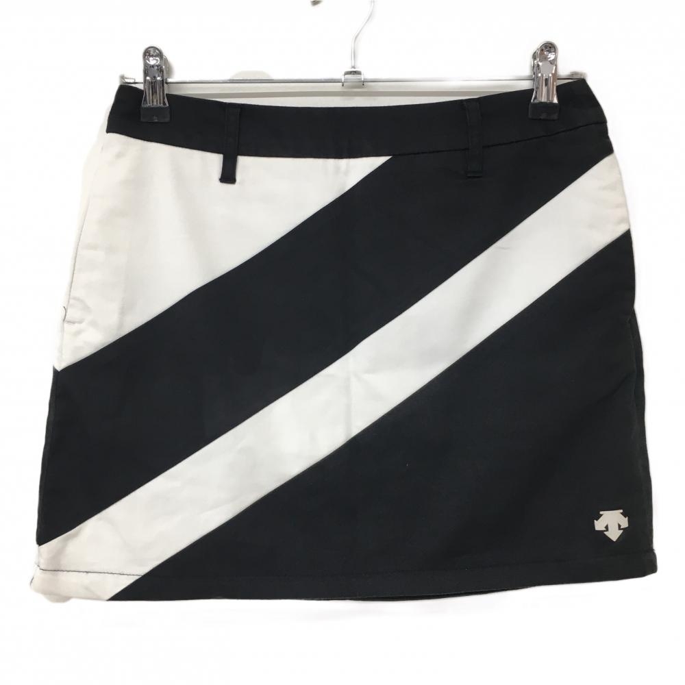 デサントゴルフ スカート 黒×白 裾ロゴ 内側インナーパンツ 中田英寿 レディース 64/M ゴルフウェア DESCENTE