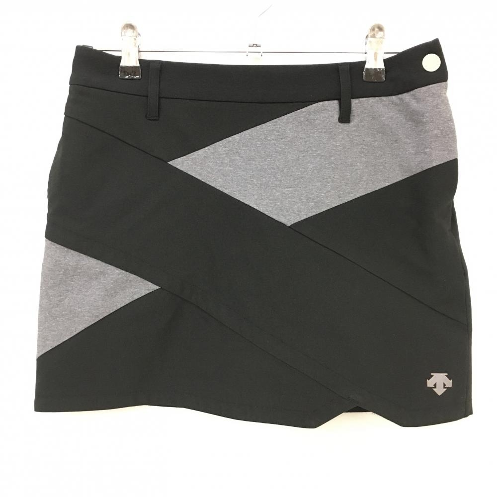 【美品】デサントゴルフ ストレッチスカート 黒×杢グレー 中田英寿 レディース S ゴルフウェア DESCENTE